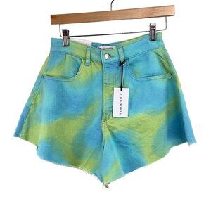 WeWoreWhat NWT Women's Tie-Dye High-Waisted Denim Shorts Size 25 Flare Bell Twil
